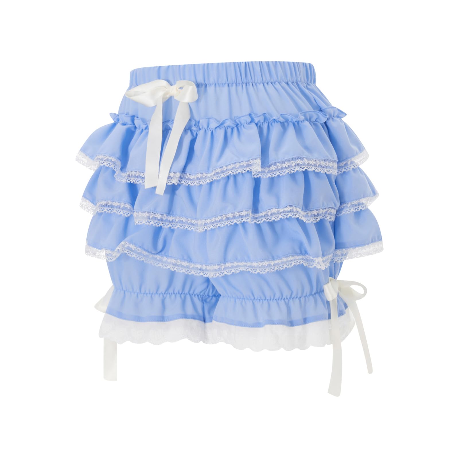 Women's Y2k Mini Pleated Shorts Low Waist Ruffle Pleated Casual Shorts White Lace Shorts