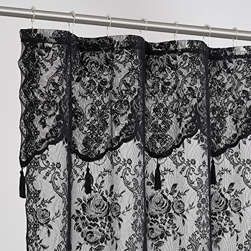 Luxury Lace Small Shower Curtain - Lace Shower Curtain with Attached Valance & Tassels