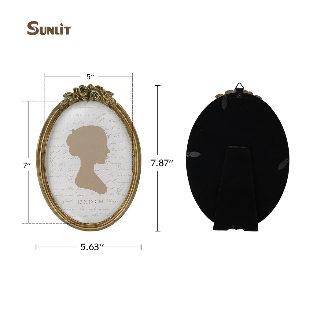 Vintage Picture Frame, Oval Antique Photo Frames with Glass Front, Luxury Photo Display, Tabletop Wall Hanging