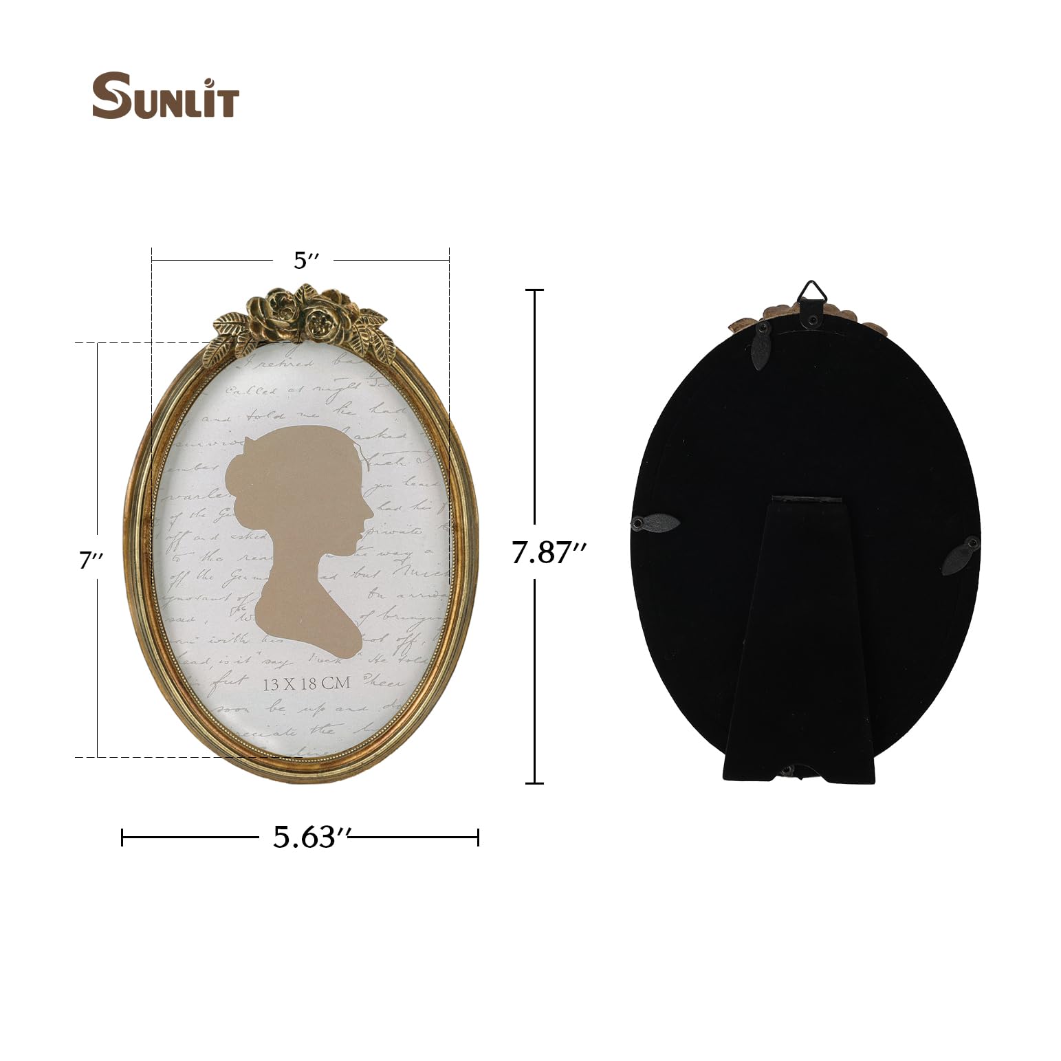 Vintage Picture Frame, Oval Antique Photo Frames with Glass Front, Luxury Photo Display, Tabletop Wall Hanging