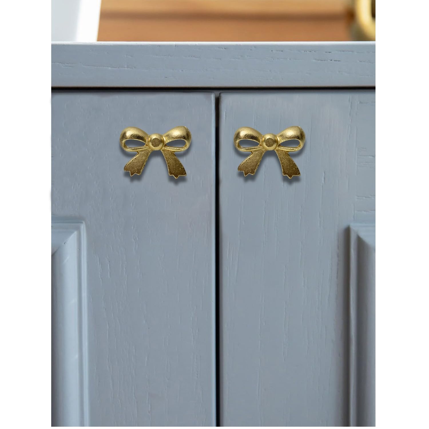 Set of 6 Metal Door Knobs - Decorative Door Knobs Bow Tie Handle with Screw | Cupboard Drawer Wardrobe Pulls (2.25" x 1.25" x 1.1") Gold