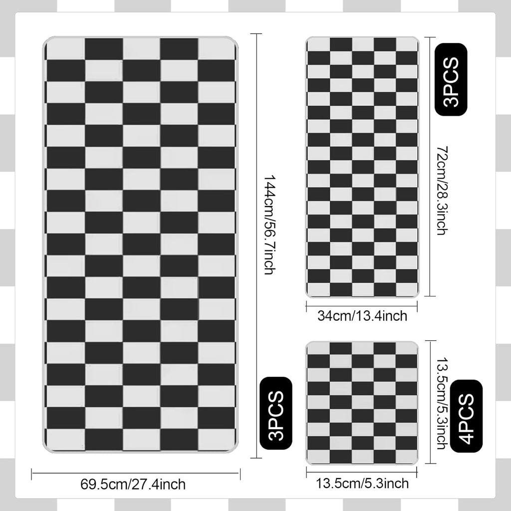 Checkered 10 Pcs Bath Towels Set Lightweight Soft Coral Fleece Flower Washcloth Quick Dry Bathroom Towel for Bathroom, Gym, Spa, Beach,(Black, Checkered)