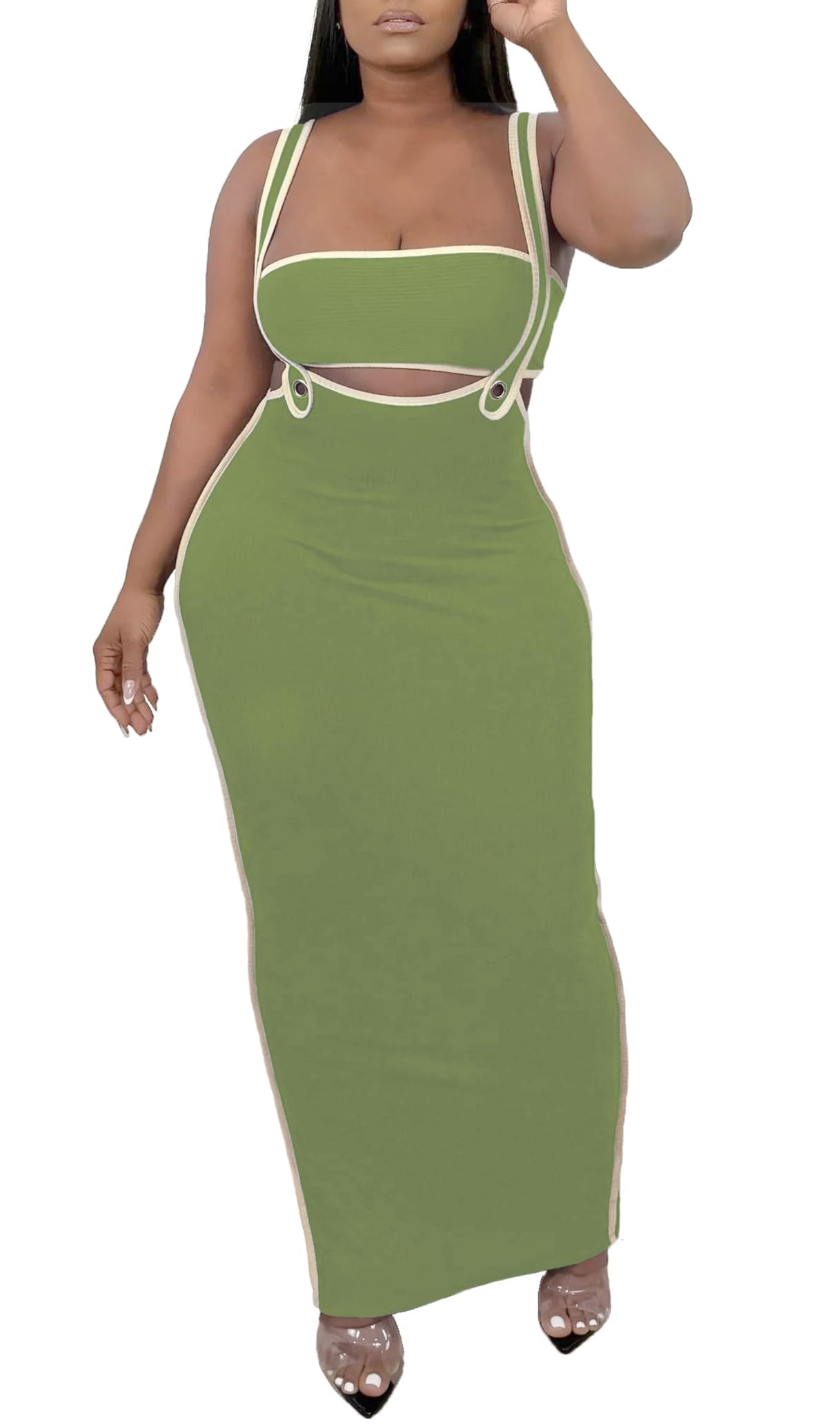 Women 2 Piece Outfits for Women Summer Tube Crop Tops Sexy Bodycon Dresses Maxi Skirt Sets Vacation Jumpsuits Club Outfits