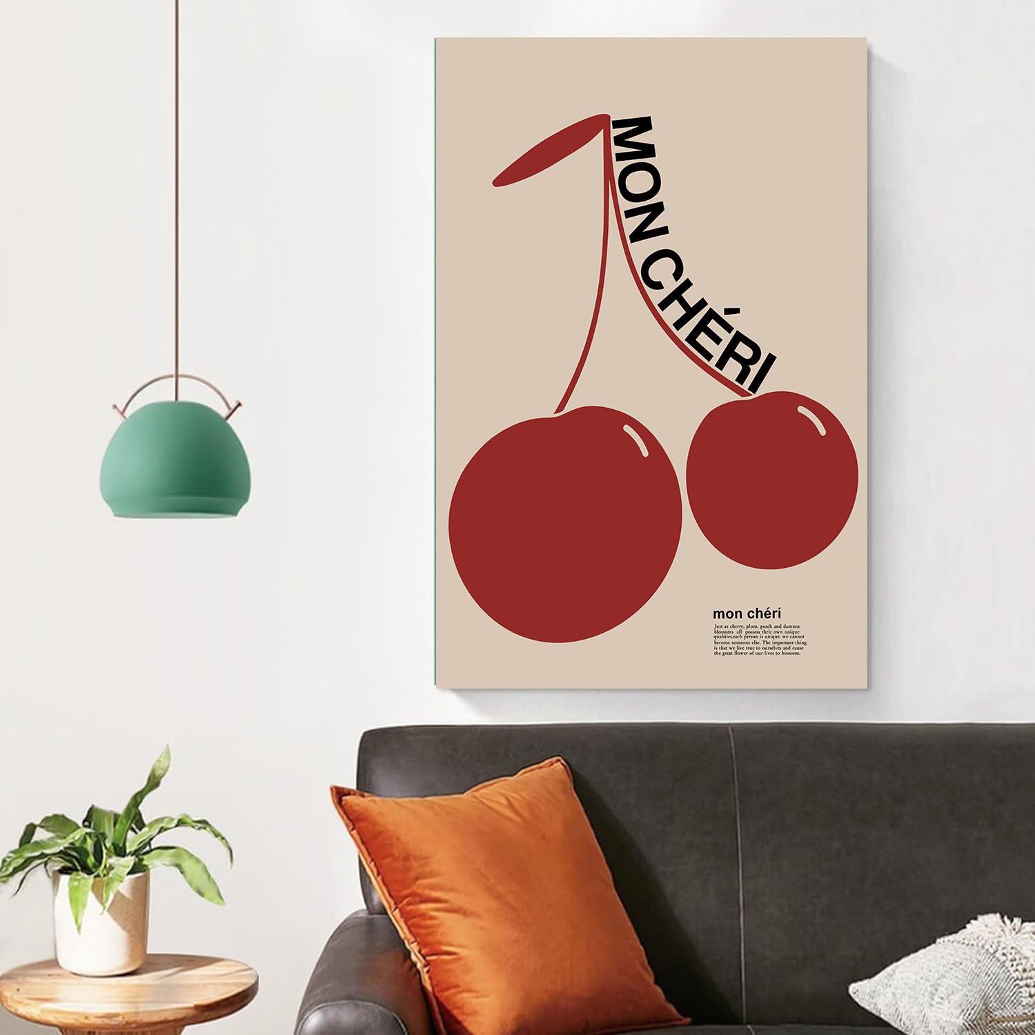 Trendy Red Cherry Canvas Wall Art â€?Preppy Aesthetic Poster for Living Room Decor, 16x24 Inch Unframed