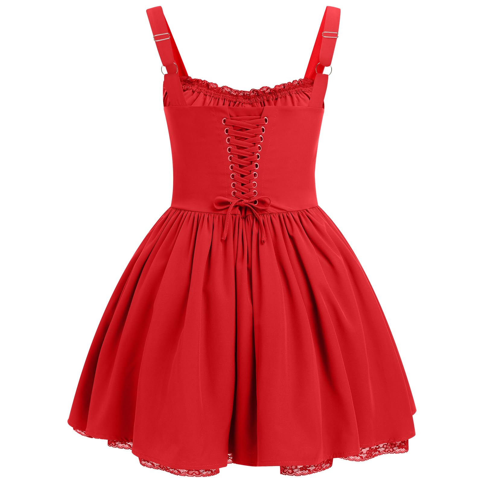 Women's Spaghetti Strap Corset Mini Dress â€?Backless, Lace-Up, Low-Cut Ruffle Sundress