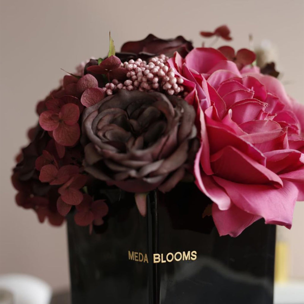 Faux Flowers Rose Potted Flower (Pink)