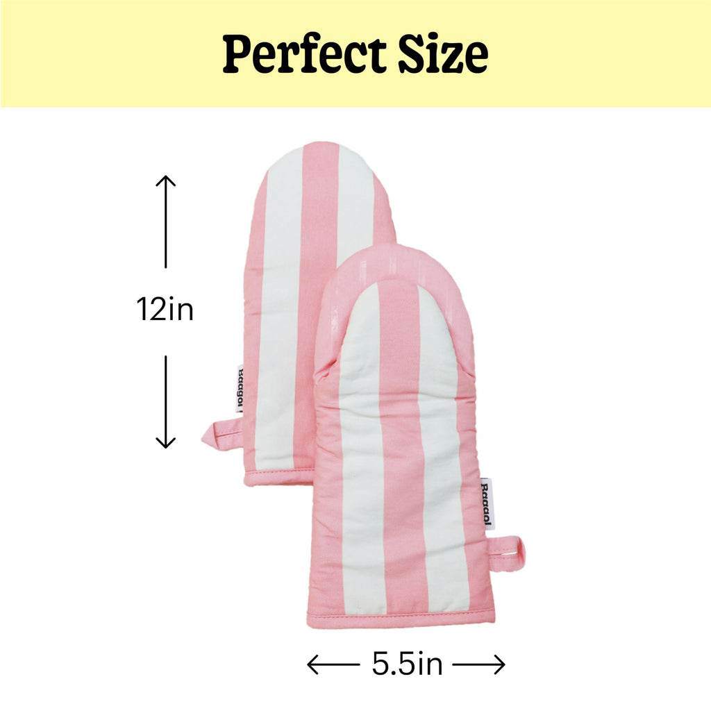 Modern and Cute Cotton Kitchen Mittens with Non-Slip Silicone Grips and Hanging Loops