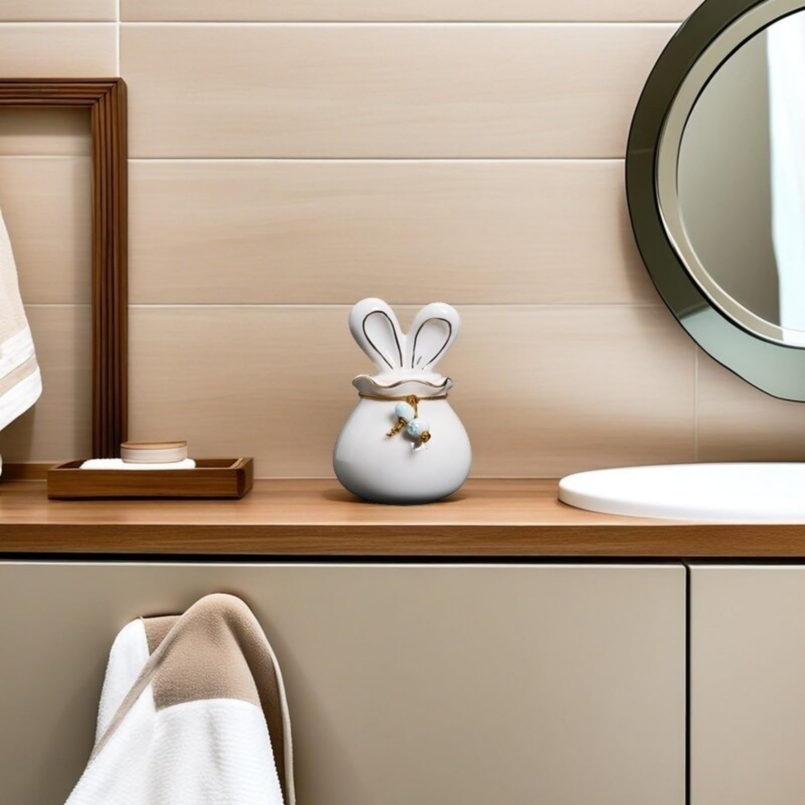 Rabbit Shaped Ceramic Storage Jar, Ceramic Jewelry Trinket Box, Storage for Ring Necklace Bracelet Earrings Rings Specie and Accessories