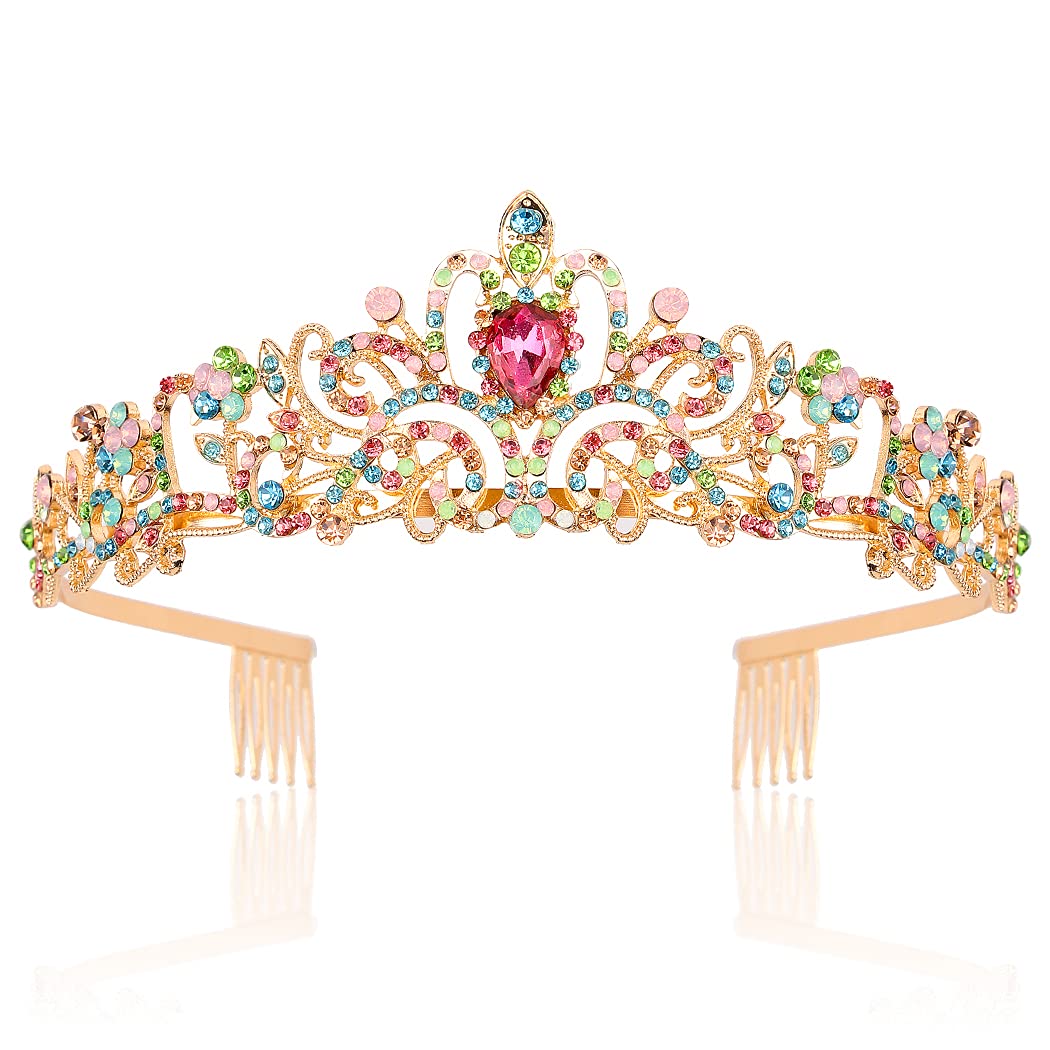 Princess Crystal Tiara Crown Headband Elegant Crown With Combs