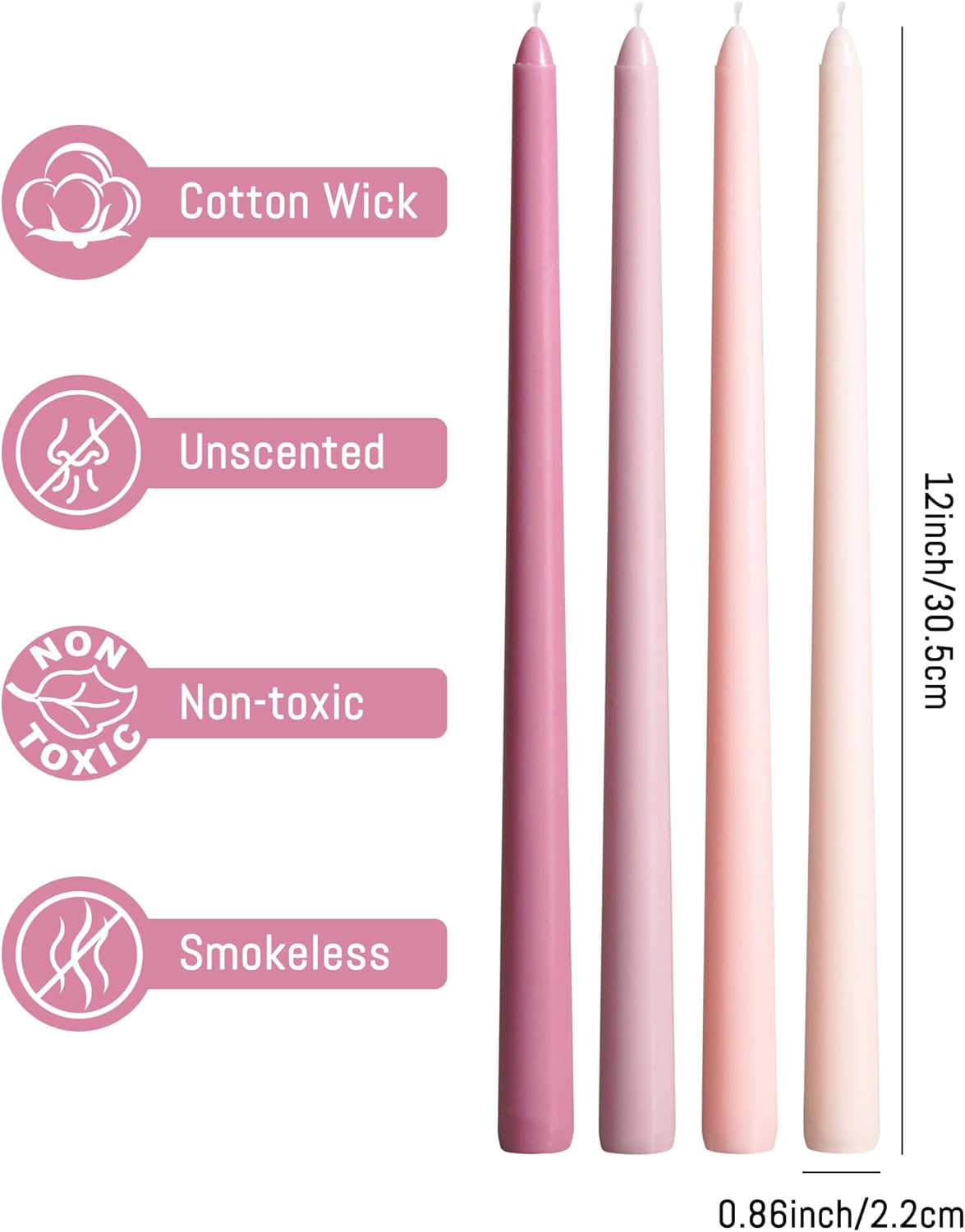 Taper Candles Unscented Smokeless Long Tall Tapered Candle for Candlesticks SticksHome Decor Dinner