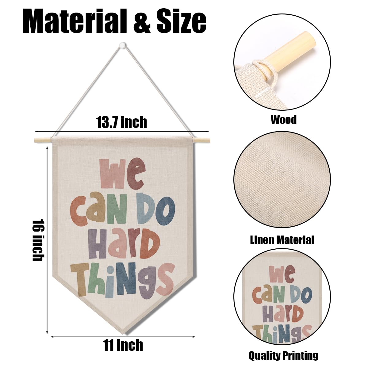 Preppy Positive Affirmations Wall Hanging Pennant Flag â€?Aesthetic Decor for Classroom, Bedroom, or Home