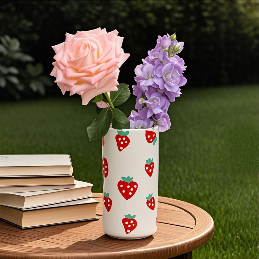 Ceramic Vase-Unique Aesthetic Design for Funky Flower Decor-Perfect Summer Fruit Theme