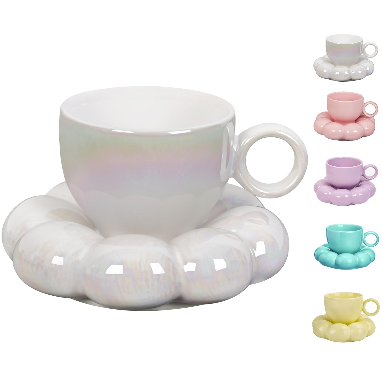 Coffee Mug, Tea Cup and Saucer Set with Spoon  10oz
