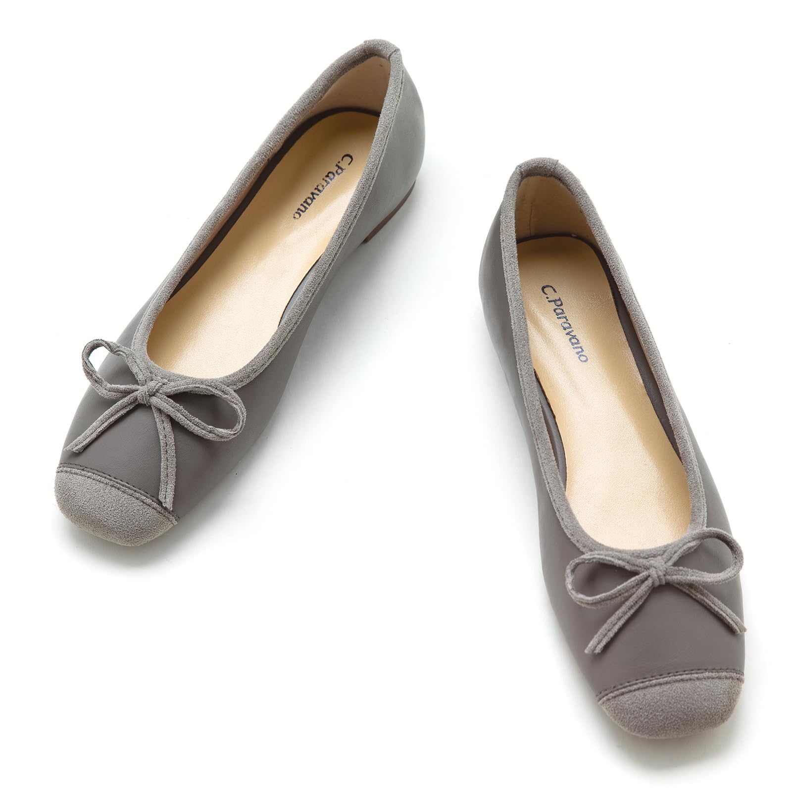 Women's Flats with Bowknot Casual Slip On Dress Shoes | Comfortable Square Toe Shoes