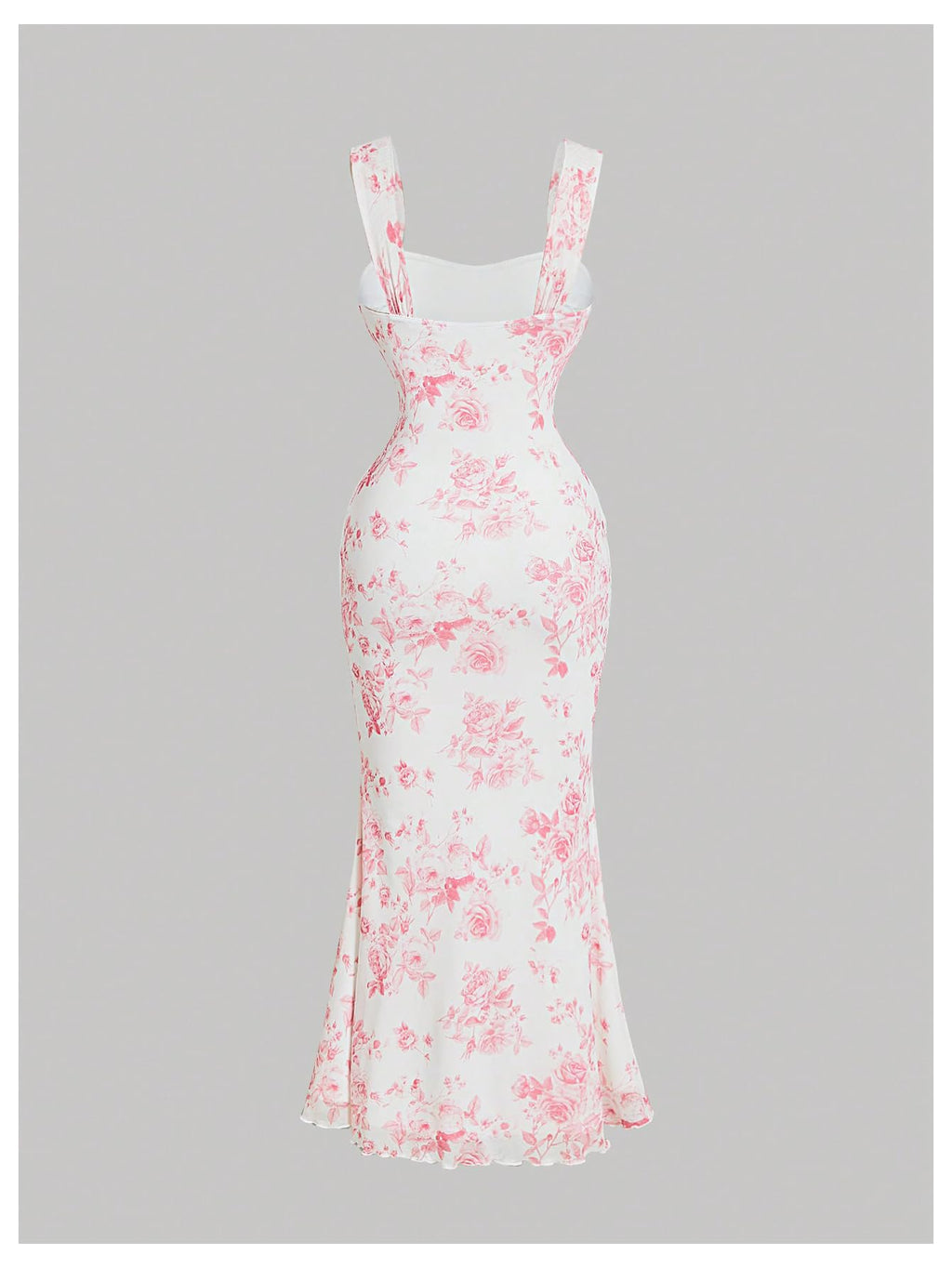 Women's Floral Ruched Bodycon Summer Wedding Guest Dress Mesh Fishtail Cocktail Midi Sun Dresses