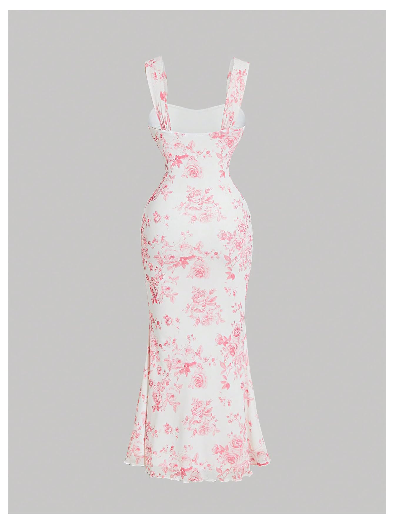 Women's Floral Ruched Bodycon Summer Wedding Guest Dress Mesh Fishtail Cocktail Midi Sun Dresses