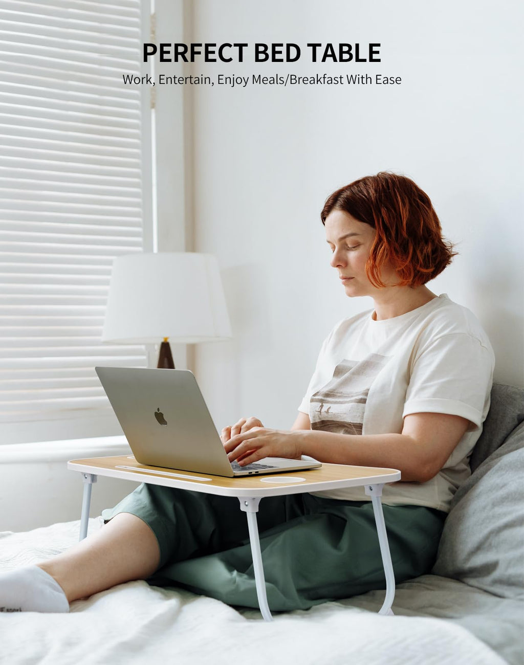 Portable Foldable Study Table, Laptop Stand With Cup Holder, Tablet Slot, And Lift Handle For Working