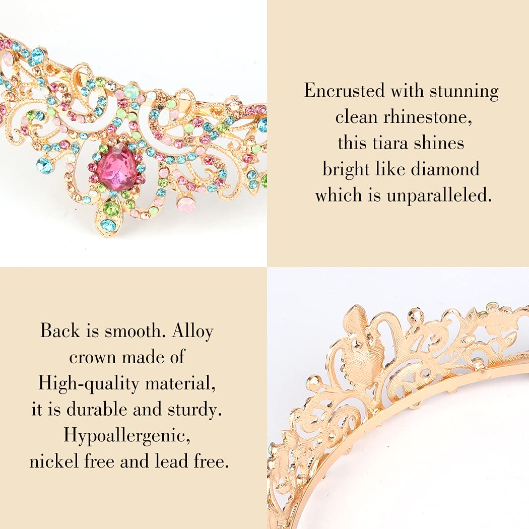 Princess Crystal Tiara Crown Headband Elegant Crown With Combs