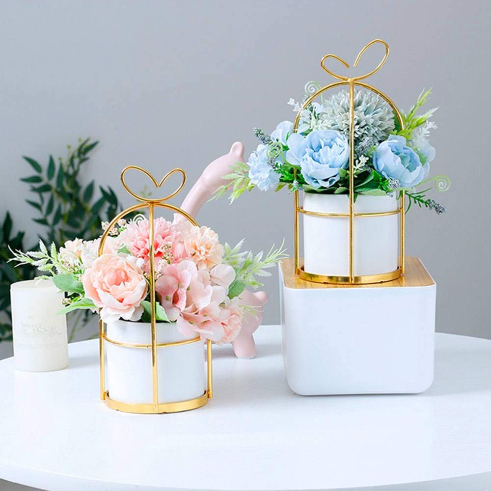 Fake Artificial Flowers in Vase Faux Peony Silk Hydrangea Flower Centerpieces Décor