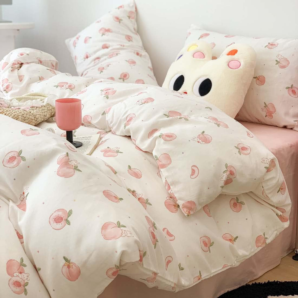 Duvet Cover Printed Bedding Set 3Pcs Girls Kawaii Pattern Comforter Cover with Zipper Closure Soft Breathable Microfiber