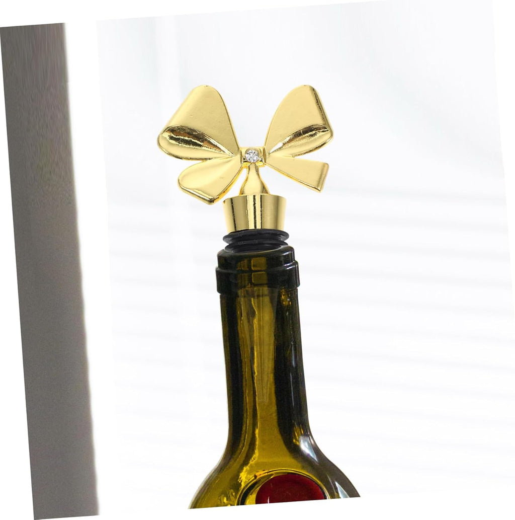 Gold Bow Shaped Bottle Stopper Alloy Silicone Wine Bottle Plug Decorative Wine Beverage Bottle Corks to Keep Fresh