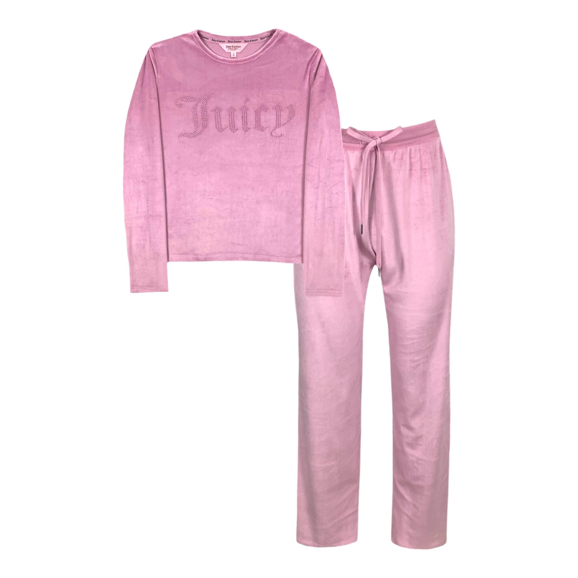Juicy Couture Women's Velvet Fleece Pajama Set with Long Sleeve Top and Pants