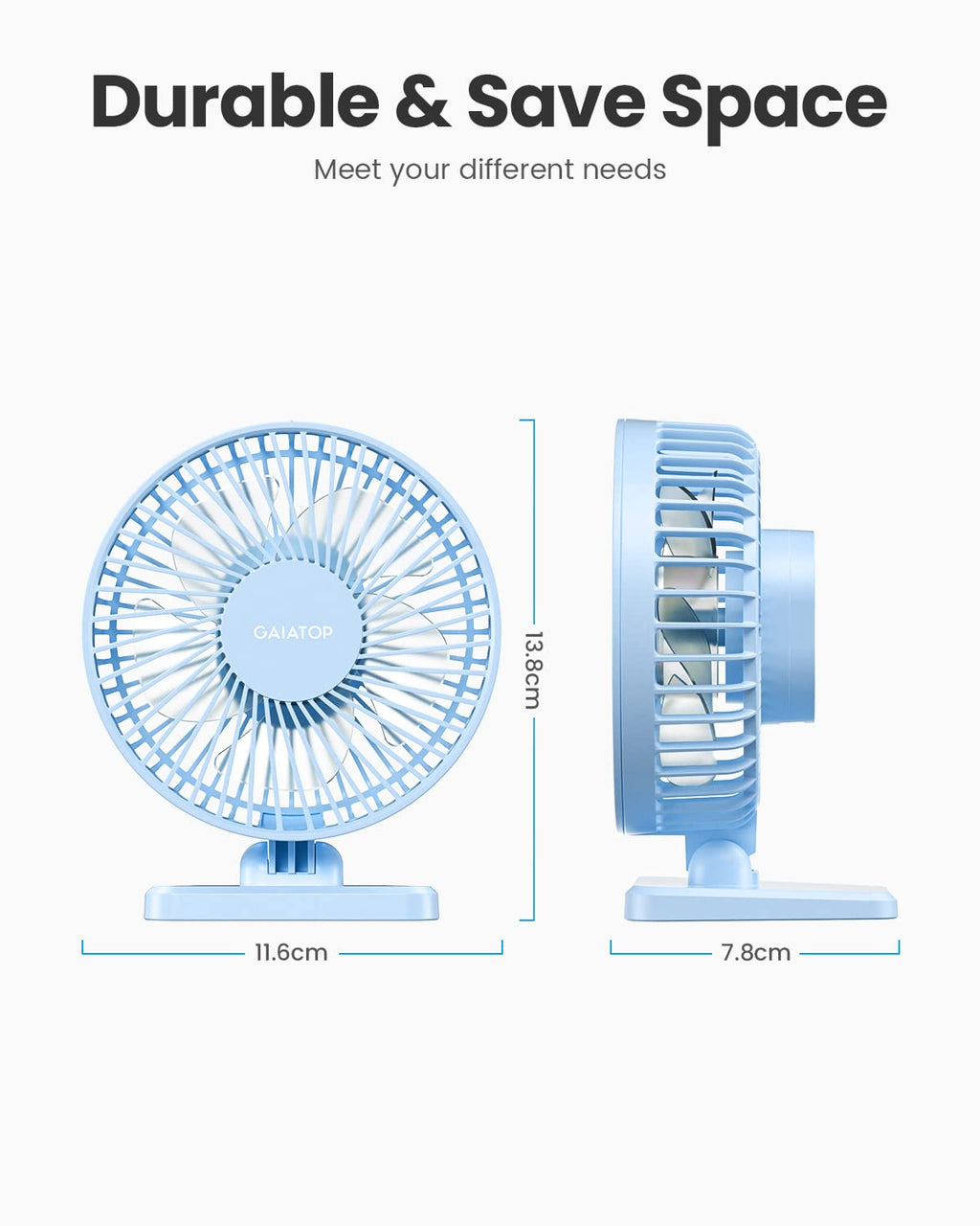 USB Desk Fan, Small But Powerful, Personal Portable Quiet 3 Speeds, Adjustable Mini Table Desktop fan for Cooling
