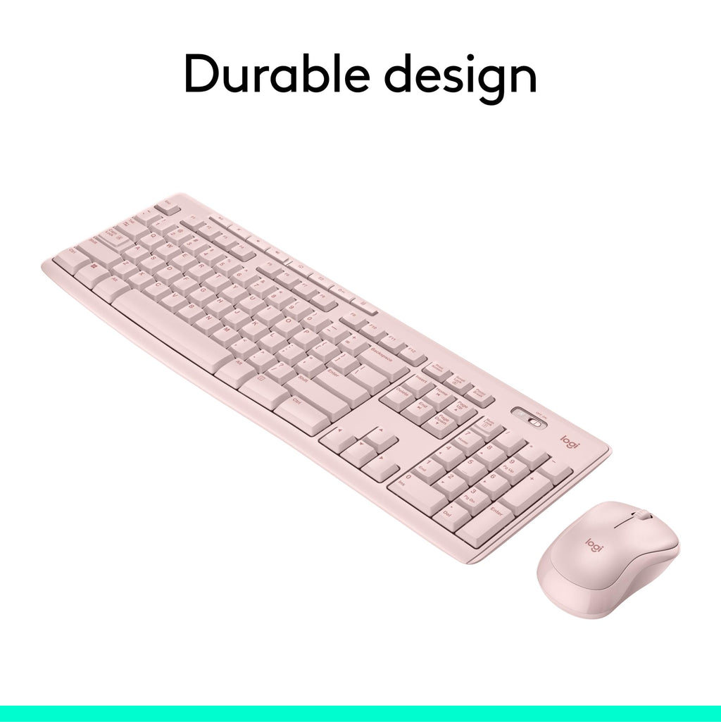 Rose Wireless Keyboard and Mouse Combo â€?2.4 GHz, Compact Mouse, 8 Multimedia Shortcuts, Long-Lasting 2-Year Battery, Compatible with Windows PC & Laptop