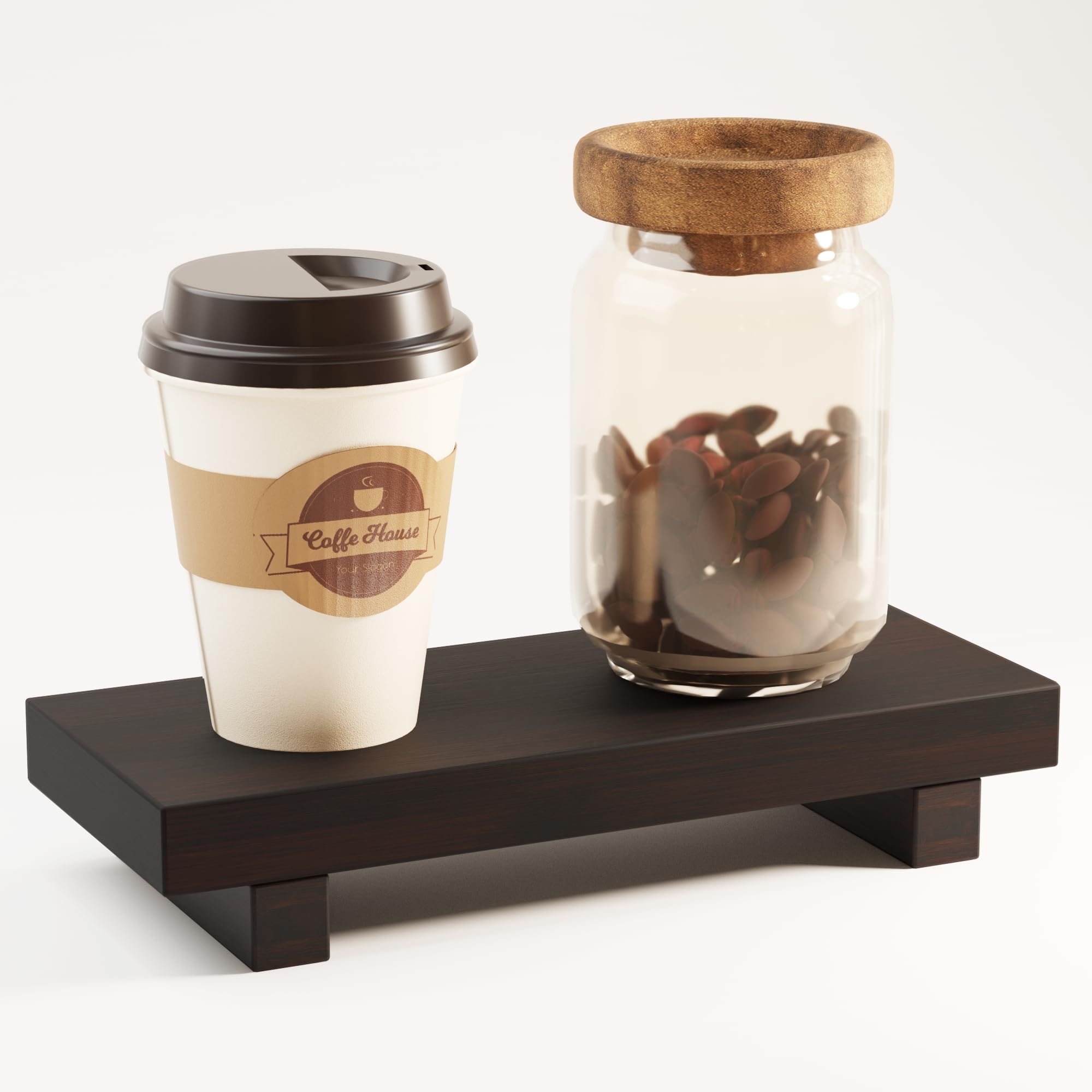 Tray Decor Bamboo Pedestal Stand Risers for Display Decorative, Sink Tray for Kitchen Decor and Accessories, Soap Dish Holder Kitchen Counter Tray 8.7" x 3.5" x 1.6"