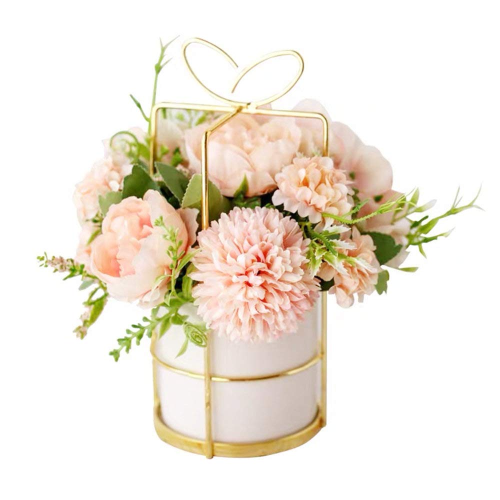 Fake Artificial Flowers in Vase Faux Peony Silk Hydrangea Flower Centerpieces Décor