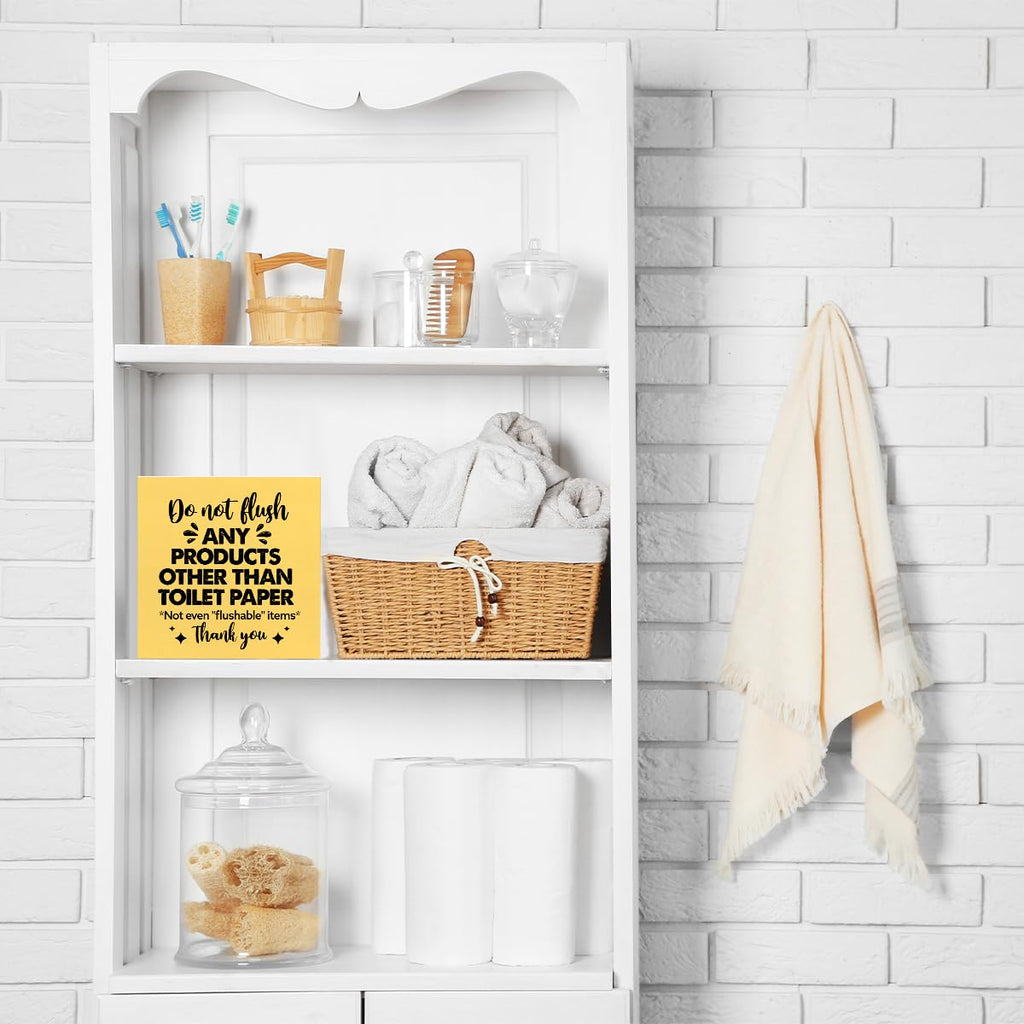 Do Not Flush Any Products Other Than Toilet Paper Wooden Box Sign - Bathroom Reminder Funny Quote Pink