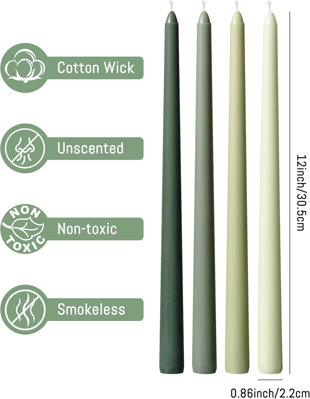 Taper Candles Unscented Smokeless Long Tall Tapered Candle for Candlesticks SticksHome Decor Dinner