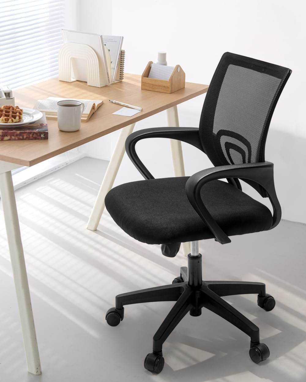 Office Desk Computer Chair Ergonomic Mesh Gaming Mid Back Seat with Comfy Lumbar Support Adjustable Height Swivel