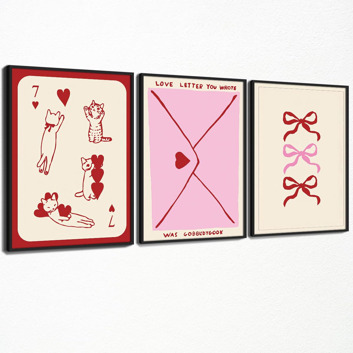 Coquette Bow Aesthetic Poster Preppy Wall Art Set of 3 Trendy Cute Canvas Prints