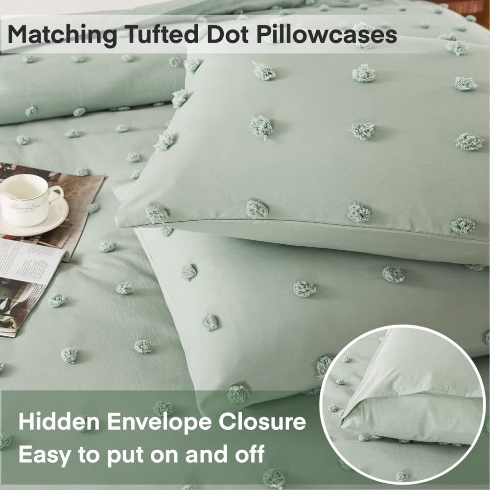 Comforter Set, 2 Pieces- Soft Cotton Lightweight Comforter with 1 Pillowcase, Chenille Dots All Season Down Alternative Comforter Set for Bedding