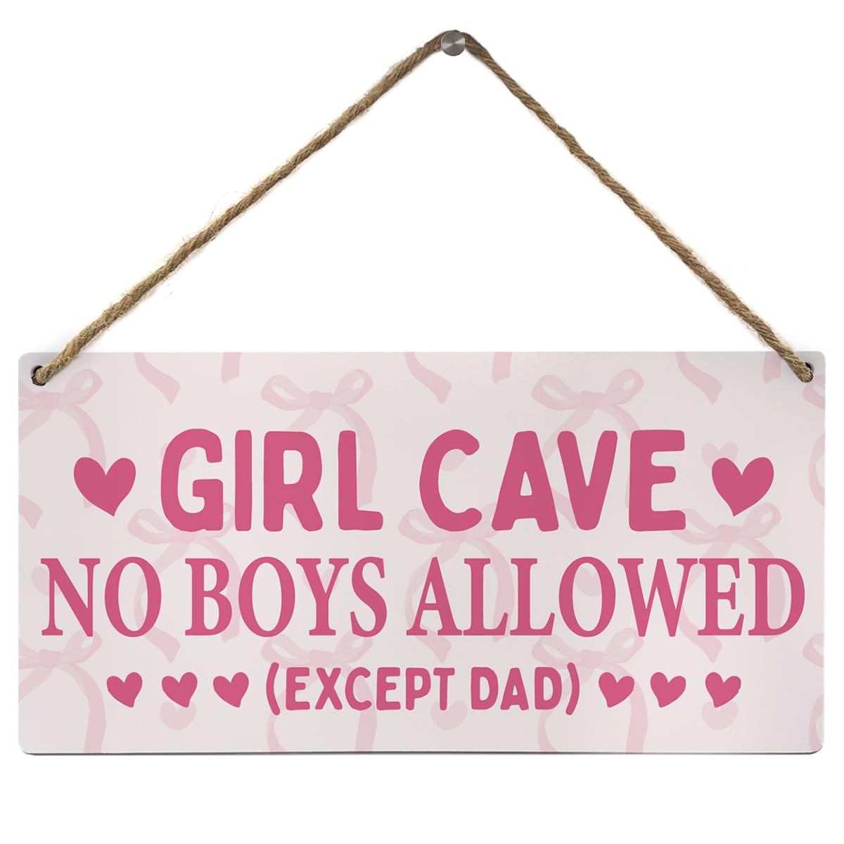 Pink Bow Coquette Girls Room Decor, Girl Cave Sign, Girls Only Pink Sign, No Boys Allowed Wooden Hanging Decor, 12x6