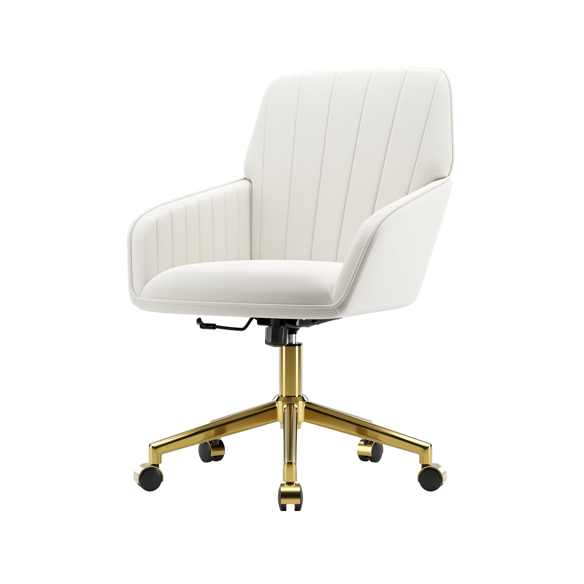 Velvet Modern Cute Chair with Back, Height Adjustable Upholstered Vanity Chair with Swivel Wheels