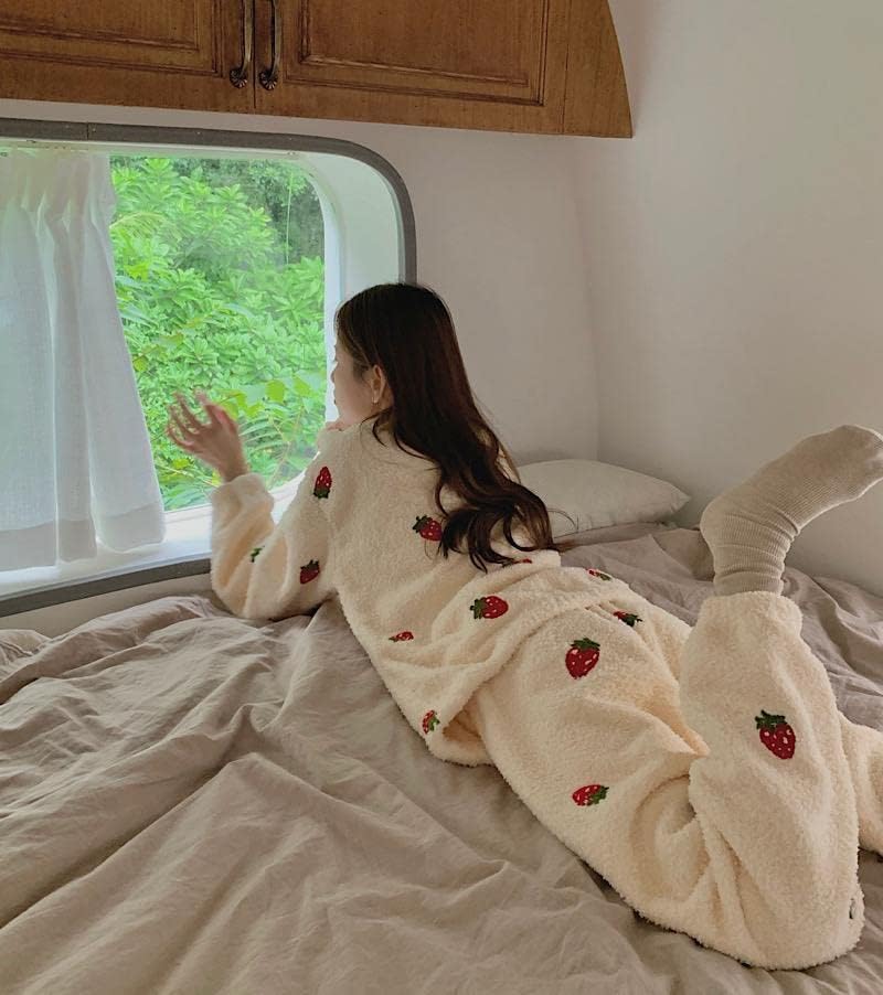Women Kawaii Loungewear Sleepwear Fuzzy Sets