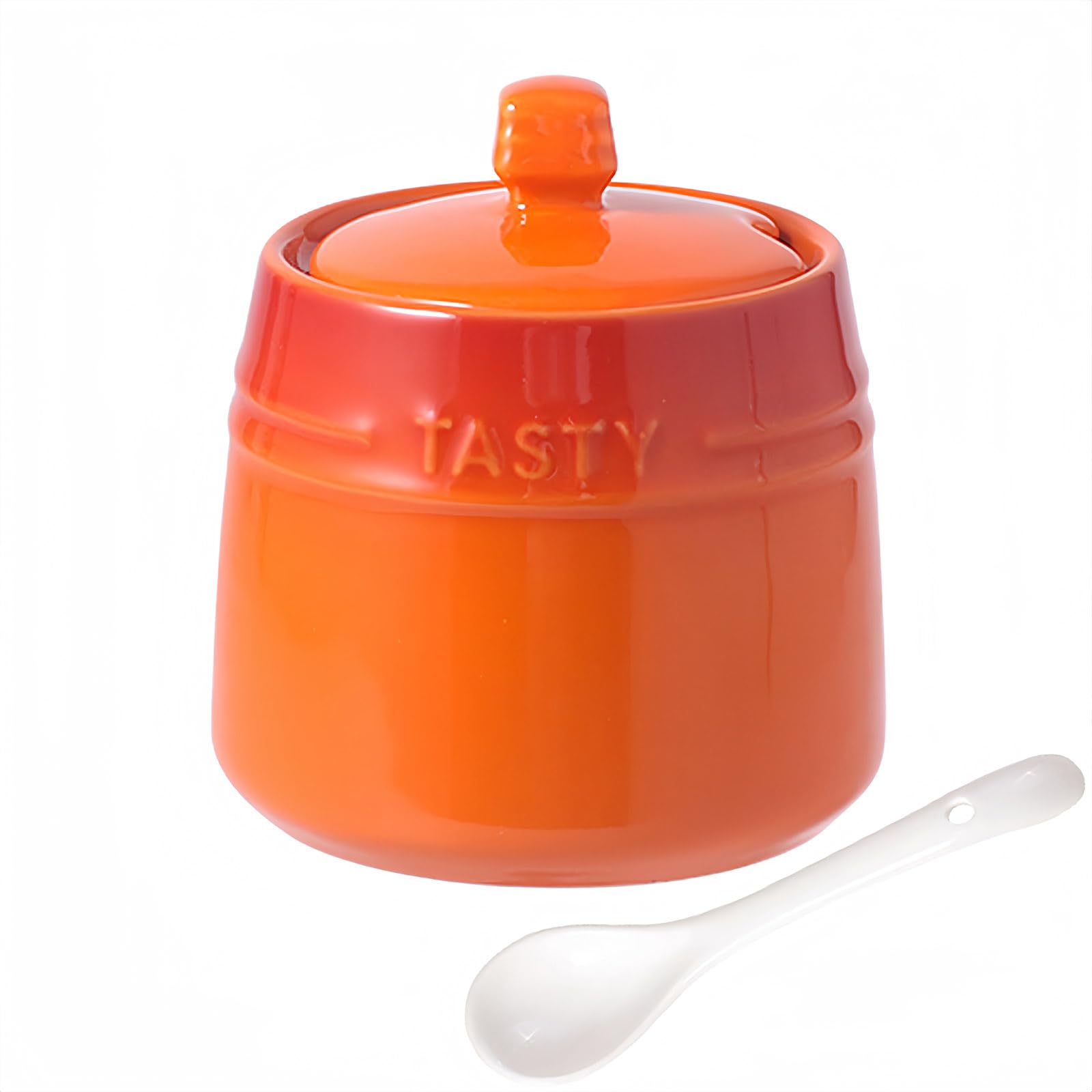 Solid Color Porcelain Sugar Pot With Lid And Spoon