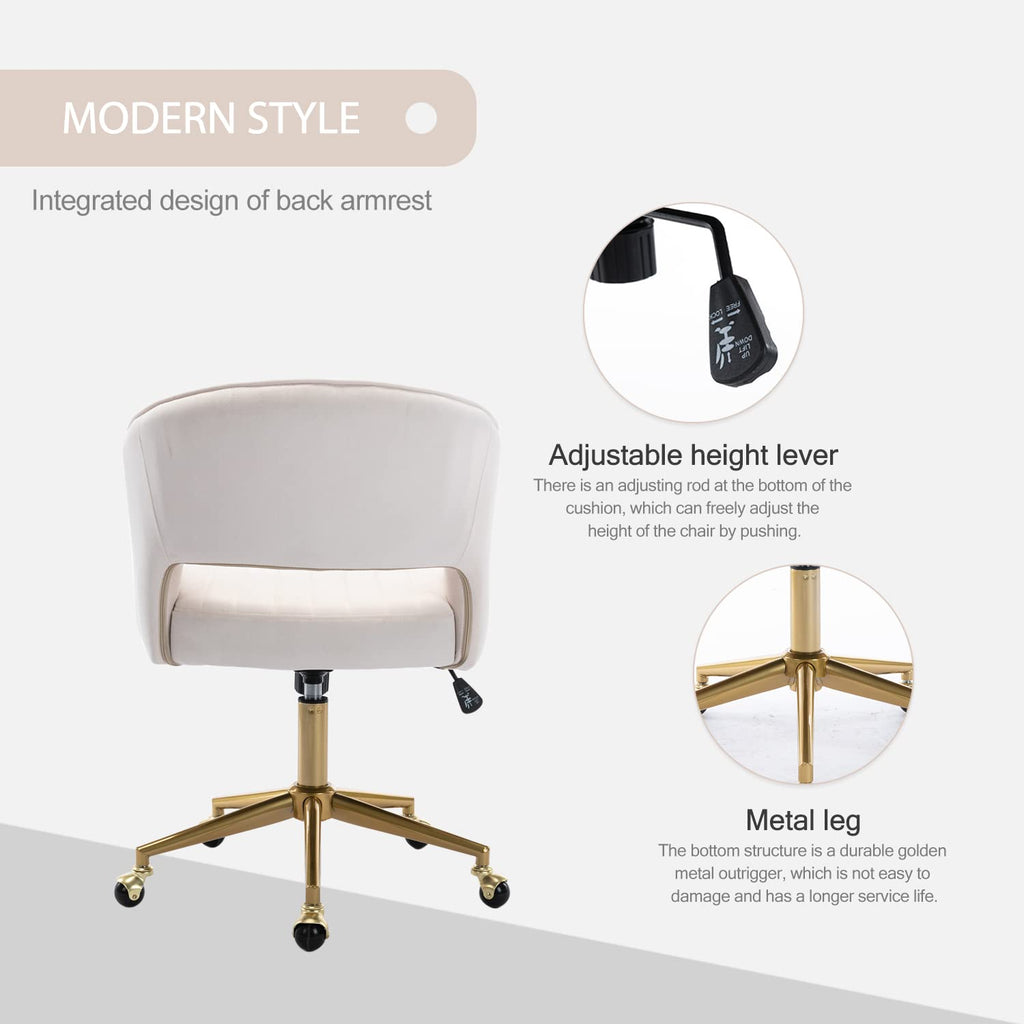 Vanity Velvet Chair, Upholstered Chairs with Adjustable Swivel Wheels