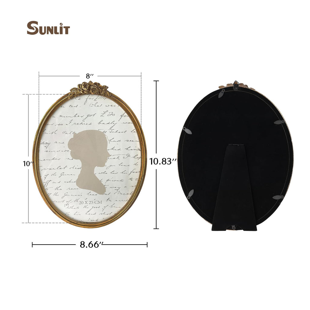 Vintage Picture Frame, Oval Antique Photo Frames with Glass Front, Luxury Photo Display, Tabletop Wall Hanging