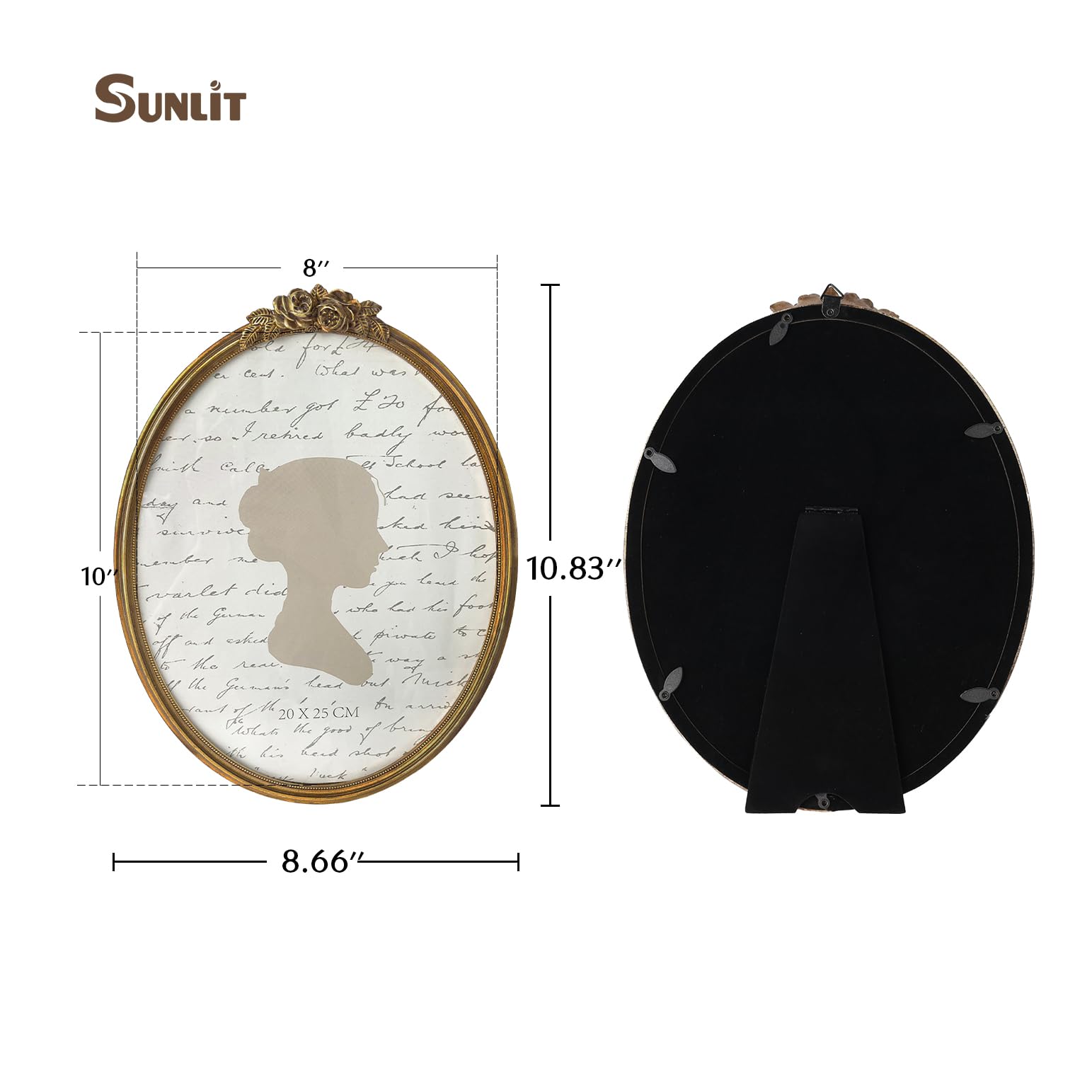 Vintage Picture Frame, Oval Antique Photo Frames with Glass Front, Luxury Photo Display, Tabletop Wall Hanging