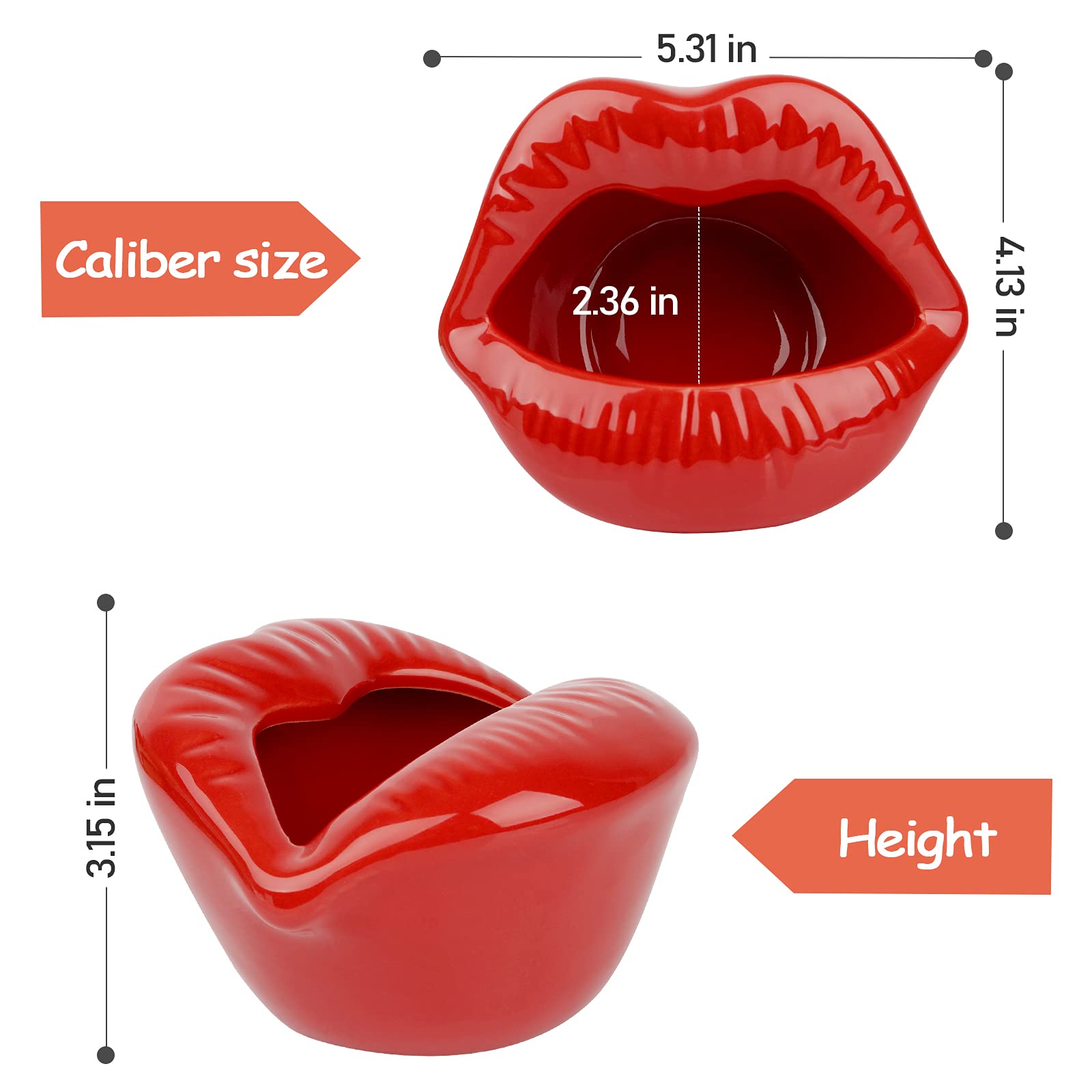 Ceramic Lips Lipstick Ring Holder Jewelry Tray Rack Decorative Cosmetic Storage Display Holder Desktop