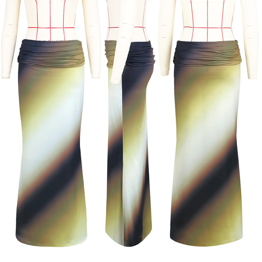 Foldover Bodycon Maxi Skirts High Waist Floral Leopard Cheetah Print Sexy Long Y2k Skirt