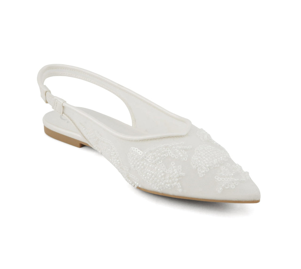 Women Pointed Toe Slingback Flat Bridal Dress Pumps