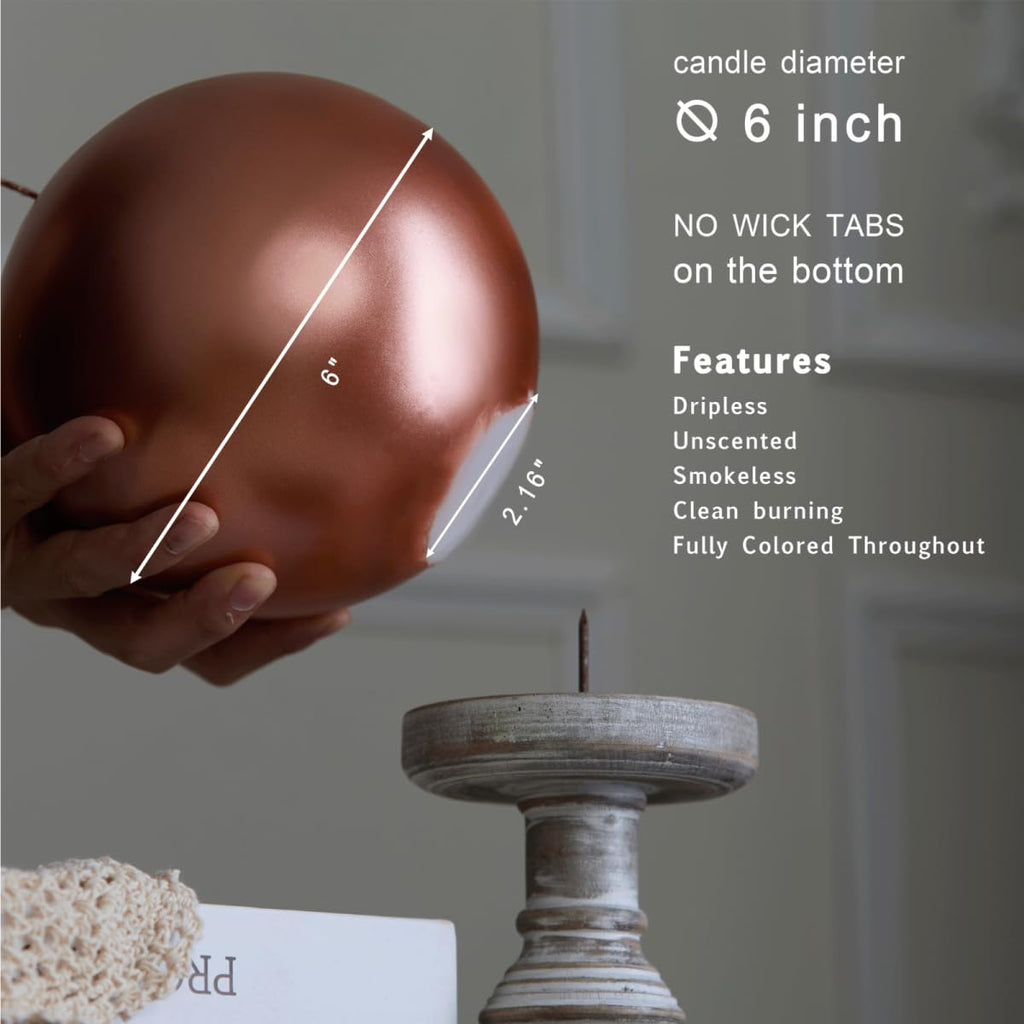 Hand-Poured, 3 Inch Round Ball Candles - Set of 3, Dripless, Unscented, Smokeless