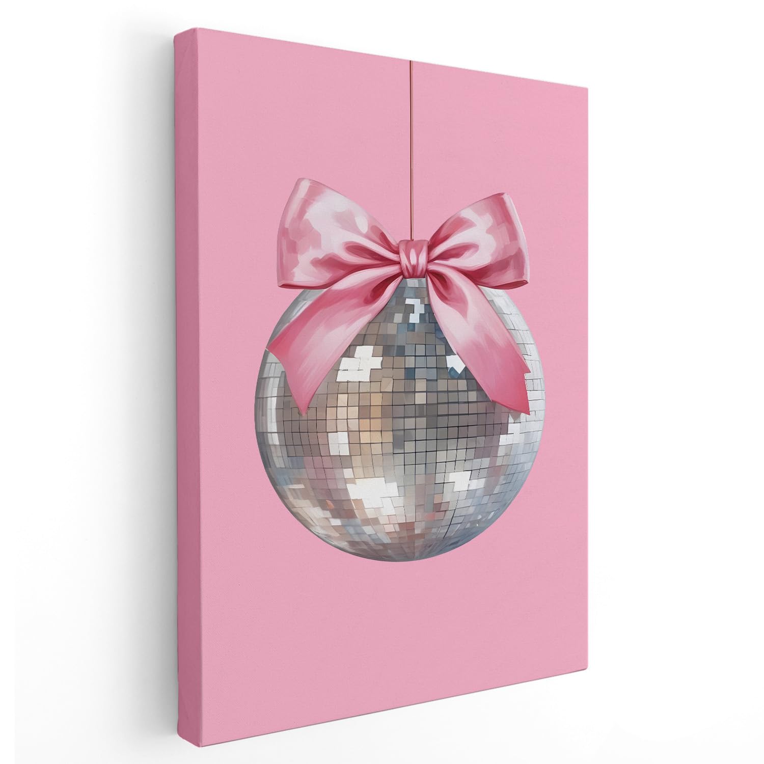Preppy Hot Pink Disco Ball Wall Art â€?Trendy Retro Y2K Aesthetic Decor, 11x14 Inches Framed