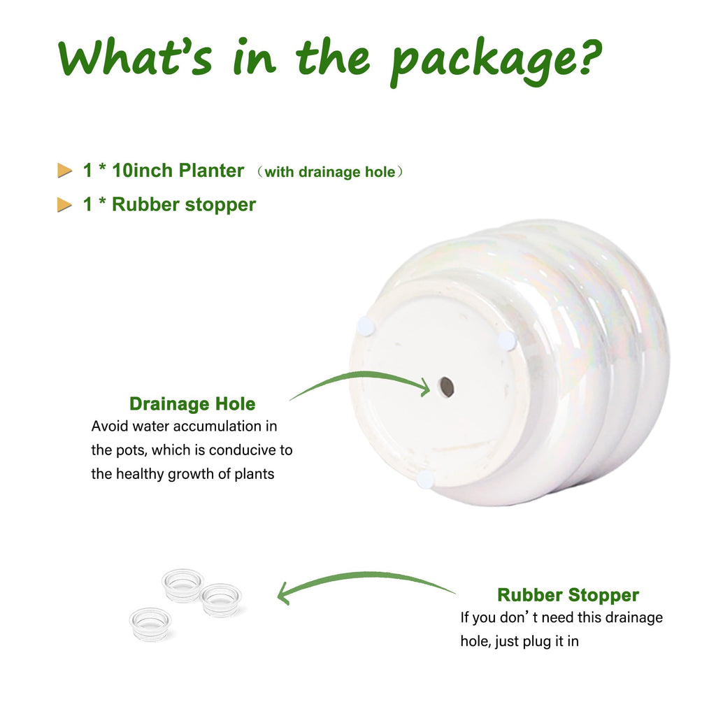 Ceramic Plant Pots for Indoor Plants, Rainbow Pearl Glaze Planter with Planters for Plants with Drainage Hole