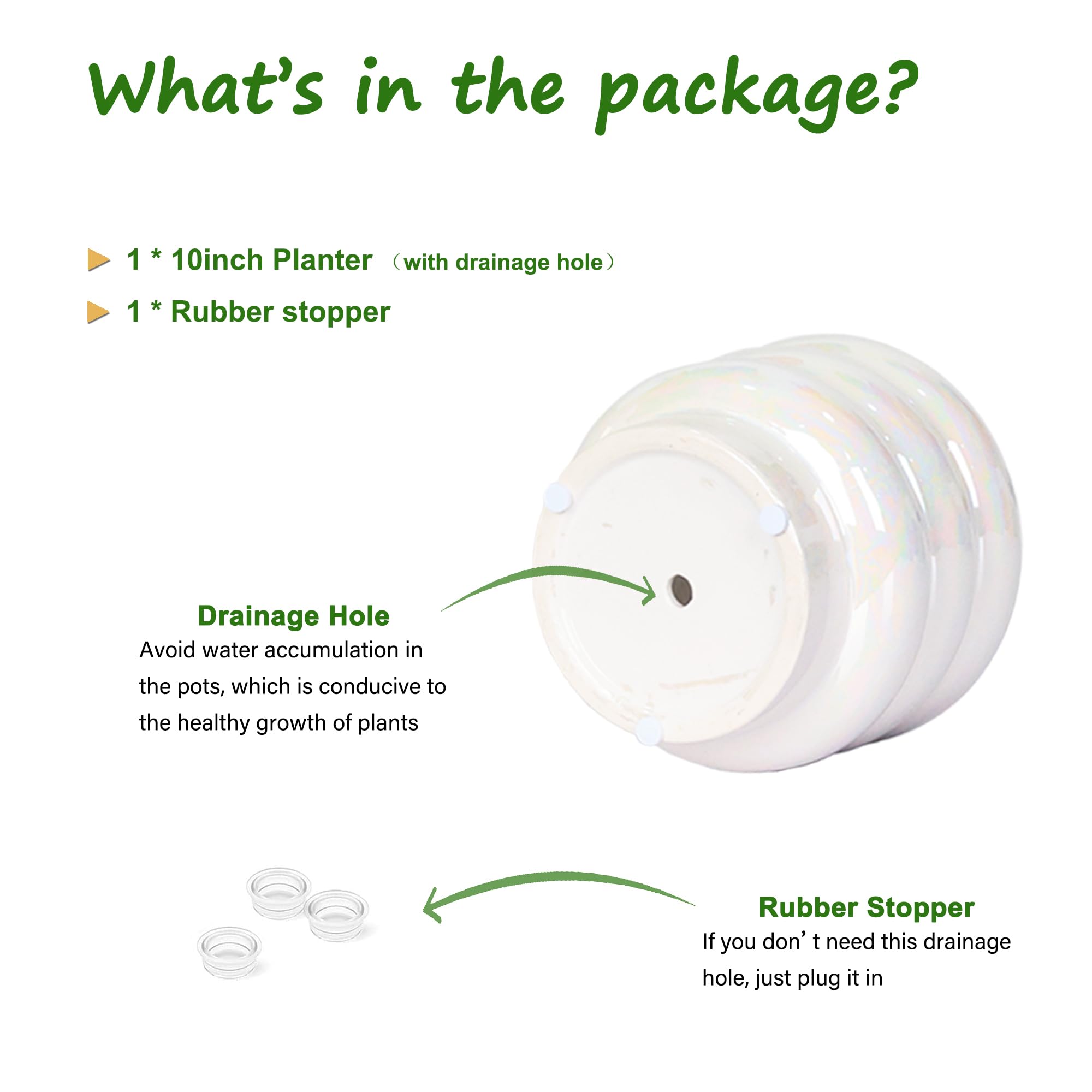 Ceramic Plant Pots for Indoor Plants, Rainbow Pearl Glaze Planter with Planters for Plants with Drainage Hole