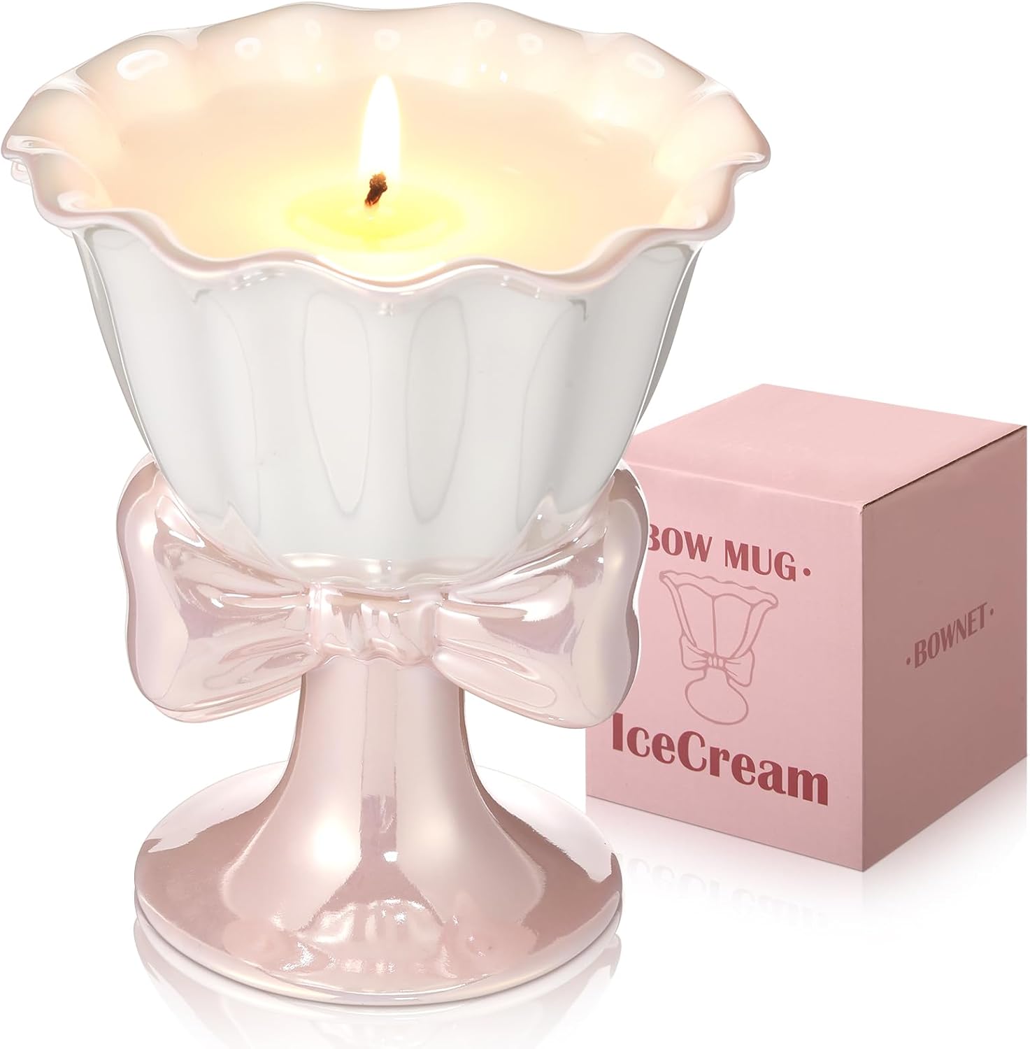 Cute Pink Aesthetic Coquette Decor Bow Candle - Soy Wax Scented